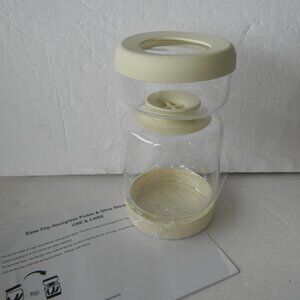 NEW EZEE Flip Glass Hourglass Pickle & Olive Storage Jar CREME